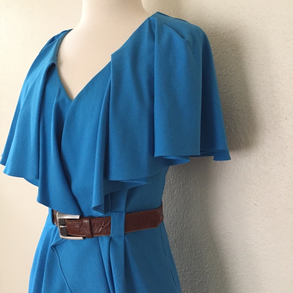 Black Halo Blue Ruffle Dress - Picture 4 of 8